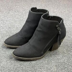 Women's Black Short Heel Campus Pull On Side Zip Booties Boots Size 9 M